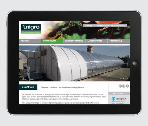 Unigro Website iPad landscape